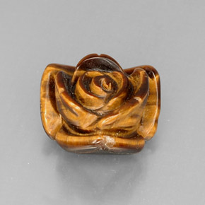 12.81 ct Brown Tiger's Eye Stone, Natural Tiger's Eye in Carved Rose with Hole Shape for Sale