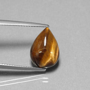 5.01 ct Brown Tiger's Eye Gemstone, Tiger's Eye Gem in Pear Cabochon Shape for Sale.