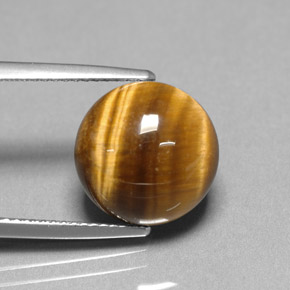 6.69 ct Brown Tiger's Eye Stone, Natural Tiger's Eye in Round Cabochon Shape for Sale