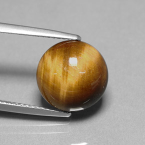 6.68 ct Brown Tiger's Eye Stone, Natural Tiger's Eye in Round Cabochon Shape for Sale