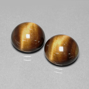 12.50 ct Brown Tiger's Eye Gemstone, Tiger's Eye Gem in Round Cabochon Shape for Sale.