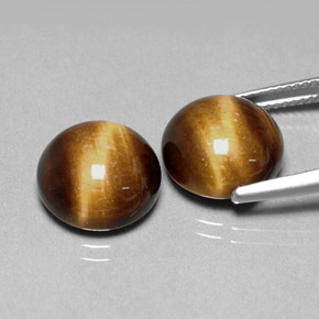 Tiger's Eye Gemstone in 12 mm (calibrated) Size for Sale, Tiger's Eye Stone in Gold Brown Color