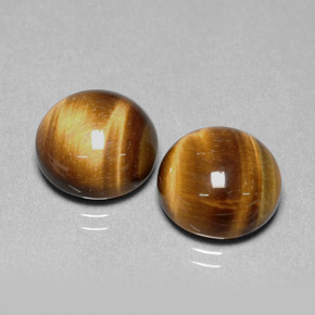 13.25 ct Brown Tiger's Eye Gemstone, Tiger's Eye Gem in Round Cabochon Shape for Sale.