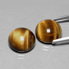 Tiger's Eye Gemstone in 12 mm (calibrated) Size for Sale, Tiger's Eye Stone in Gold Brown Color