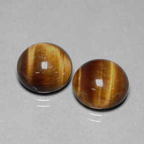 13.10 ct Brown Tiger's Eye Gemstone, Tiger's Eye Gem in Round Cabochon Shape for Sale.