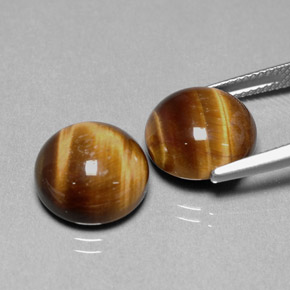 Tiger's Eye Gemstone in 12 mm (calibrated) Size for Sale, Tiger's Eye Stone in Gold Brown Color