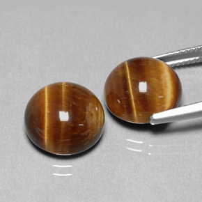 Tiger's Eye Gemstone in 12 mm (calibrated) Size for Sale, Tiger's Eye Stone in Gold Brown Color