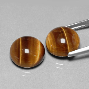 Tiger's Eye Gemstone in 12 mm (calibrated) Size for Sale, Tiger's Eye Stone in Gold Brown Color