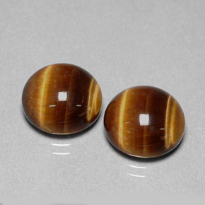 12.60 ct Brown Tiger's Eye Gemstone, Tiger's Eye Gem in Round Cabochon Shape for Sale.