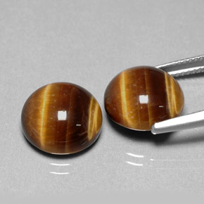 Tiger's Eye Gemstone in 12 mm (calibrated) Size for Sale, Tiger's Eye Stone in Gold Brown Color