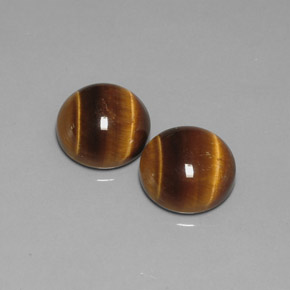 12.99 ct Brown Tiger's Eye Gemstone, Tiger's Eye Gem in Round Cabochon Shape for Sale.