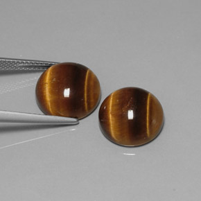 Tiger's Eye Gemstone in 12 mm (calibrated) Size for Sale, Tiger's Eye Stone in Gold Brown Color
