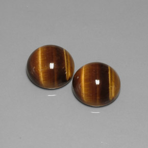 13.59 ct Brown Tiger's Eye Gemstone, Tiger's Eye Gem in Round Cabochon Shape for Sale.