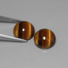 Tiger's Eye Gemstone in 12 mm (calibrated) Size for Sale, Tiger's Eye Stone in Gold Brown Color