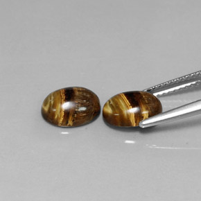 Tiger's Eye Gemstone in 9 x 7 mm (calibrated) Size for Sale, Tiger's Eye Stone in Gold Brown Color