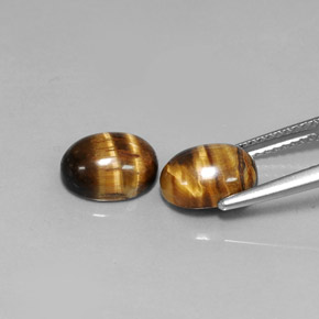 Tiger's Eye Gemstone in 9 x 7 mm (calibrated) Size for Sale, Tiger's Eye Stone in Gold Brown Color