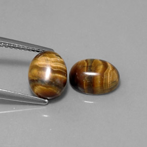 3.98 ct Brown Tiger's Eye Stone, Natural Tiger's Eye in Oval Cabochon Shape for Sale