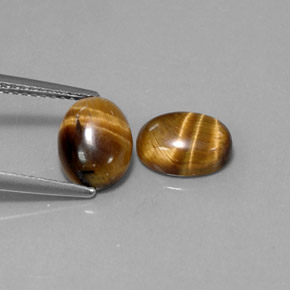 3.20 ct Brown Tiger's Eye Stone, Natural Tiger's Eye in Oval Cabochon Shape for Sale