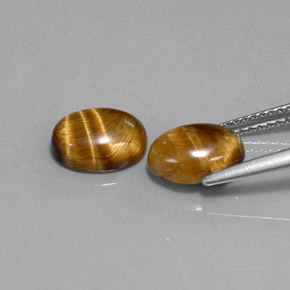 Tiger's Eye Gemstone in 9 x 7 mm (calibrated) Size for Sale, Tiger's Eye Stone in Gold Brown Color