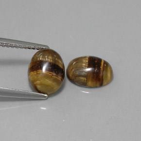 3.17 ct Brown Tiger's Eye Stone, Natural Tiger's Eye in Oval Cabochon Shape for Sale