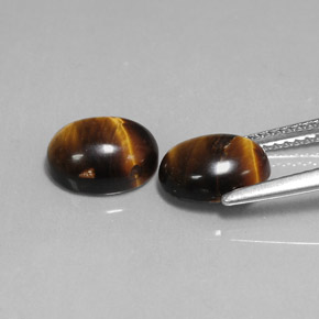 Tiger's Eye Gemstone in 9 x 7 mm (calibrated) Size for Sale, Tiger's Eye Stone in Gold Brown Color