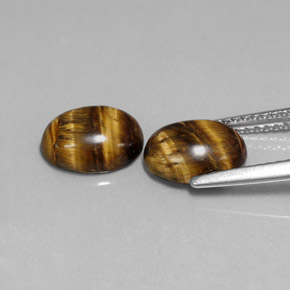 Tiger's Eye Gemstone in 9 x 7 mm (calibrated) Size for Sale, Tiger's Eye Stone in Gold Brown Color