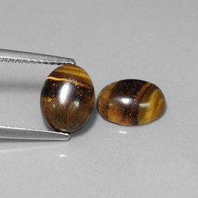 3.21 ct Brown Tiger's Eye Stone, Natural Tiger's Eye in Oval Cabochon Shape for Sale