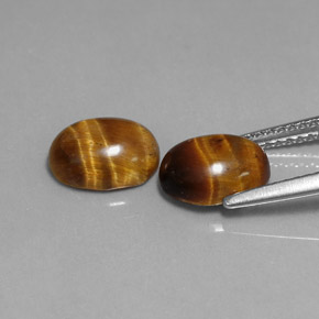 Tiger's Eye Gemstone in 9 x 7 mm (calibrated) Size for Sale, Tiger's Eye Stone in Gold Brown Color