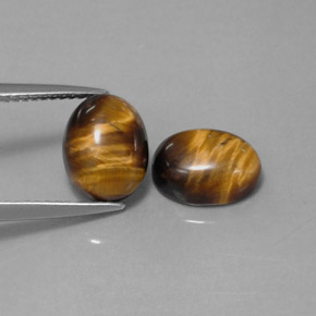 4.03 ct Brown Tiger's Eye Stone, Natural Tiger's Eye in Oval Cabochon Shape for Sale