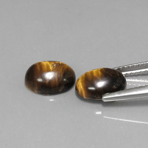 Tiger's Eye Gemstone in 9 x 7 mm (calibrated) Size for Sale, Tiger's Eye Stone in Gold Brown Color