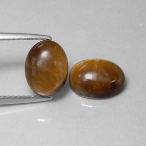 3.98 ct Brown Tiger's Eye Stone, Natural Tiger's Eye in Oval Cabochon Shape for Sale
