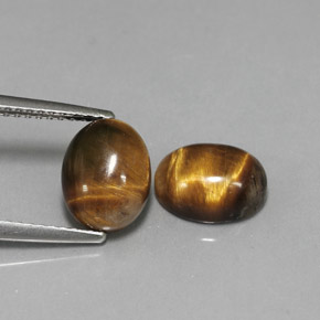 3.95 ct Brown Tiger's Eye Stone, Natural Tiger's Eye in Oval Cabochon Shape for Sale