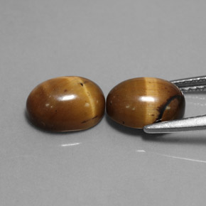 Tiger's Eye Gemstone in 9 x 7 mm (calibrated) Size for Sale, Tiger's Eye Stone in Gold Brown Color