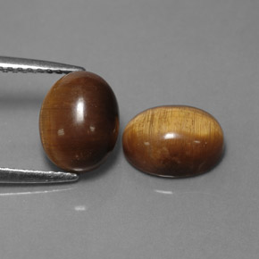 3.98 ct Brown Tiger's Eye Stone, Natural Tiger's Eye in Oval Cabochon Shape for Sale