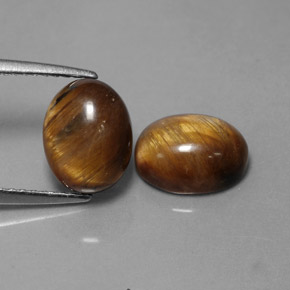 3.99 ct Brown Tiger's Eye Stone, Natural Tiger's Eye in Oval Cabochon Shape for Sale