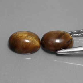 Tiger's Eye Gemstone in 9 x 7 mm (calibrated) Size for Sale, Tiger's Eye Stone in Gold Brown Color
