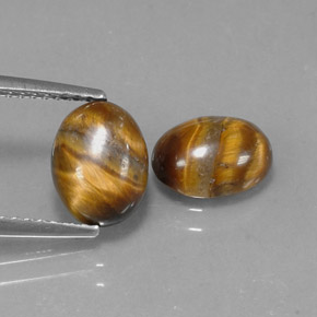 3.06 ct Brown Tiger's Eye Stone, Natural Tiger's Eye in Oval Cabochon Shape for Sale