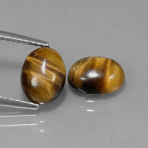 3.25 ct Brown Tiger's Eye Stone, Natural Tiger's Eye in Oval Cabochon Shape for Sale