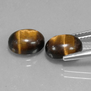 Tiger's Eye Gemstone in 9 x 7 mm (calibrated) Size for Sale, Tiger's Eye Stone in Gold Brown Color