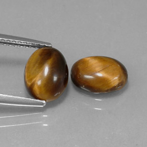 1.59 ct Brown Tiger's Eye Stone, Natural Tiger's Eye in Oval Cabochon Shape for Sale