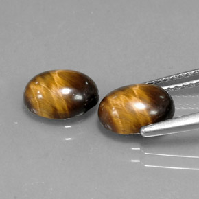 Tiger's Eye Gemstone in 9 x 7 mm (calibrated) Size for Sale, Tiger's Eye Stone in Gold Brown Color