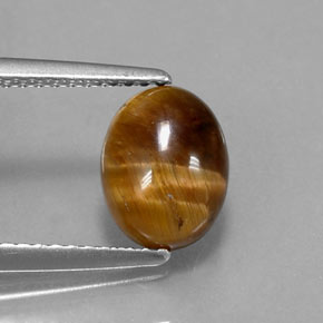 1.60 ct Brown Tiger's Eye Stone, Natural Tiger's Eye in Oval Cabochon Shape for Sale