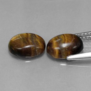 Tiger's Eye Gemstone in 9 x 7 mm (calibrated) Size for Sale, Tiger's Eye Stone in Gold Brown Color