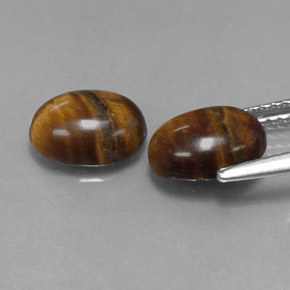 Tiger's Eye Gemstone in 9 x 7 mm (calibrated) Size for Sale, Tiger's Eye Stone in Gold Brown Color