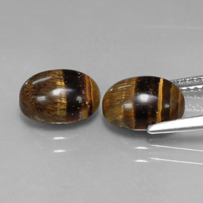 Tiger's Eye Gemstone in 9 x 7 mm (calibrated) Size for Sale, Tiger's Eye Stone in Gold Brown Color