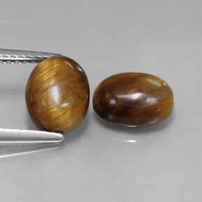 3.98 ct Brown Tiger's Eye Gemstone, Tiger's Eye Gem in Oval Cabochon Shape for Sale.