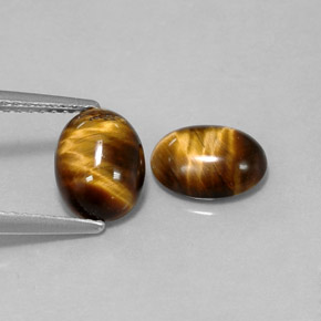 2.76 ct Brown Tiger's Eye Gemstone, Tiger's Eye Gem in Oval Cabochon Shape for Sale.