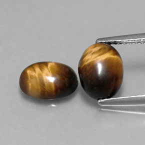 3.02 ct Brown Tiger's Eye Gemstone, Tiger's Eye Gem in Oval Cabochon Shape for Sale.