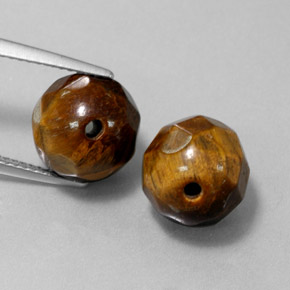 14.57 ct Brown Tiger's Eye Gemstone, Tiger's Eye Gem in Drilled Sphere Shape for Sale.