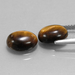 Tiger's Eye Gemstone in 9 x 7 mm (calibrated) Size for Sale, Tiger's Eye Stone in Gold Brown Color